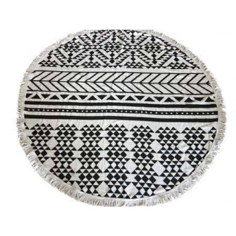  ROUND BEACH TOWEL, black-white