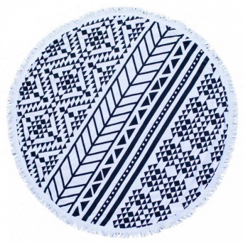  ROUND BEACH TOWEL, black-white