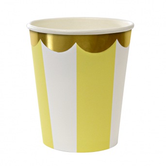  Meri Meri - Pappbecher - Toot Sweet Yellow Stripe Party Cups