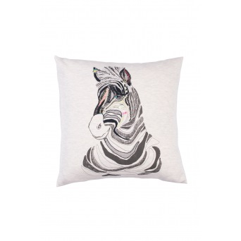  Soft Gallery  Pillow Zebra w. Emb. - Dark Cream Melange