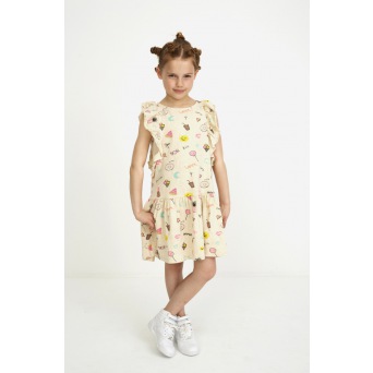  Soft Gallery Alberte Dress, Cream Melange, AOP Fun 