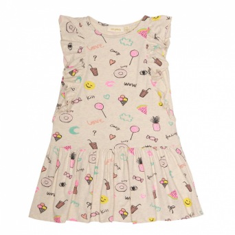  Soft Gallery Alberte Dress, Cream Melange, AOP Fun 