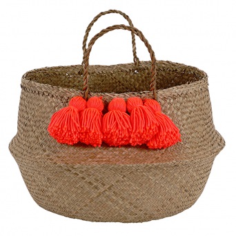  Meri Meri - Aufbewahrungskorb - Neon Coral Tassel Basket