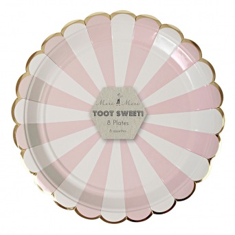  Meri Meri - Pappteller - Toot Sweet Large Pink Striped Plate