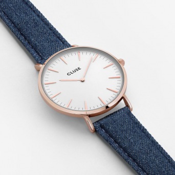  CLUSE La Bohème Rose Gold White/Blue Denim