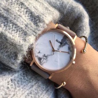  CLUSE watch La Roche Rose Gold White Marble/Grey