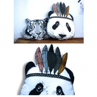  MINIMEL Coussin Indian Panda / Panda Pillow