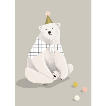  MINIMEL Print Affiche White bear and balls