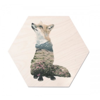  Faunascape Plywood Print FOX HEXAGON von WhatWeDo