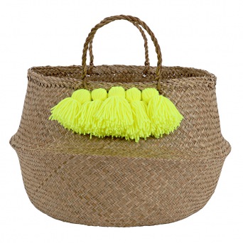  Meri Meri - Aufbewahrungskorb - Neon Yellow Tassel Basket